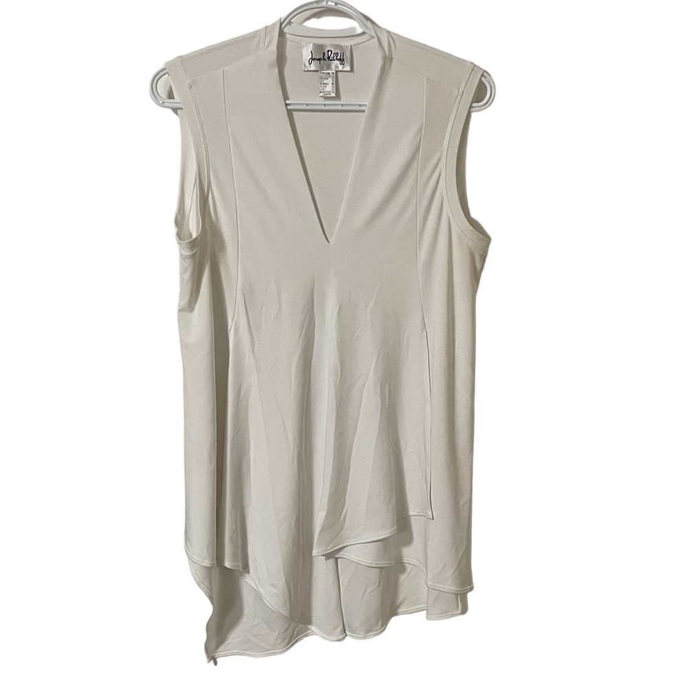 Joseph Ribkoff White Sleeveless V-Neck Top Size 10